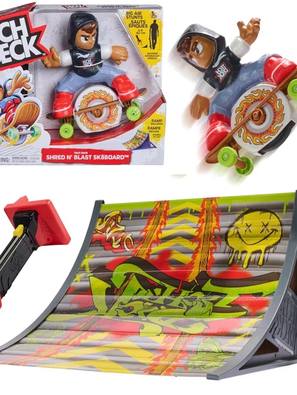 Shred N' Blast Skateboard Figure - Black Hoodie, Red & Green Wheels